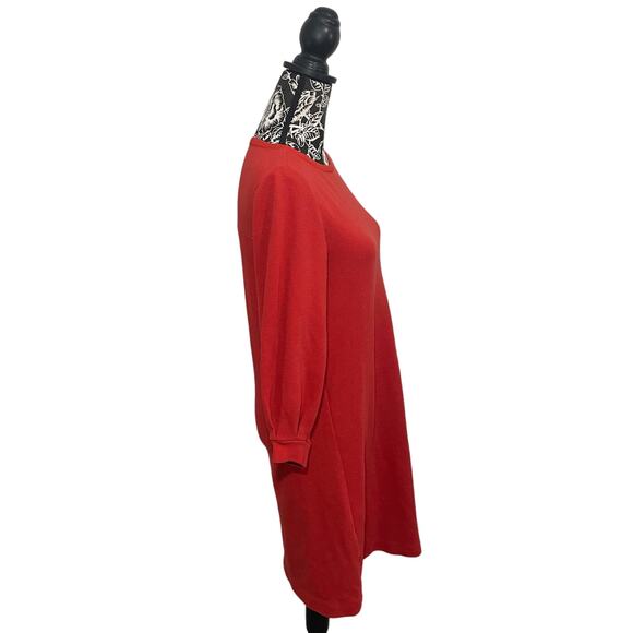 Massimo Dutti Midi Dress Waffle Knit Back Keyhole Cutout Red Orange Size Medium - Picture 7 of 8
